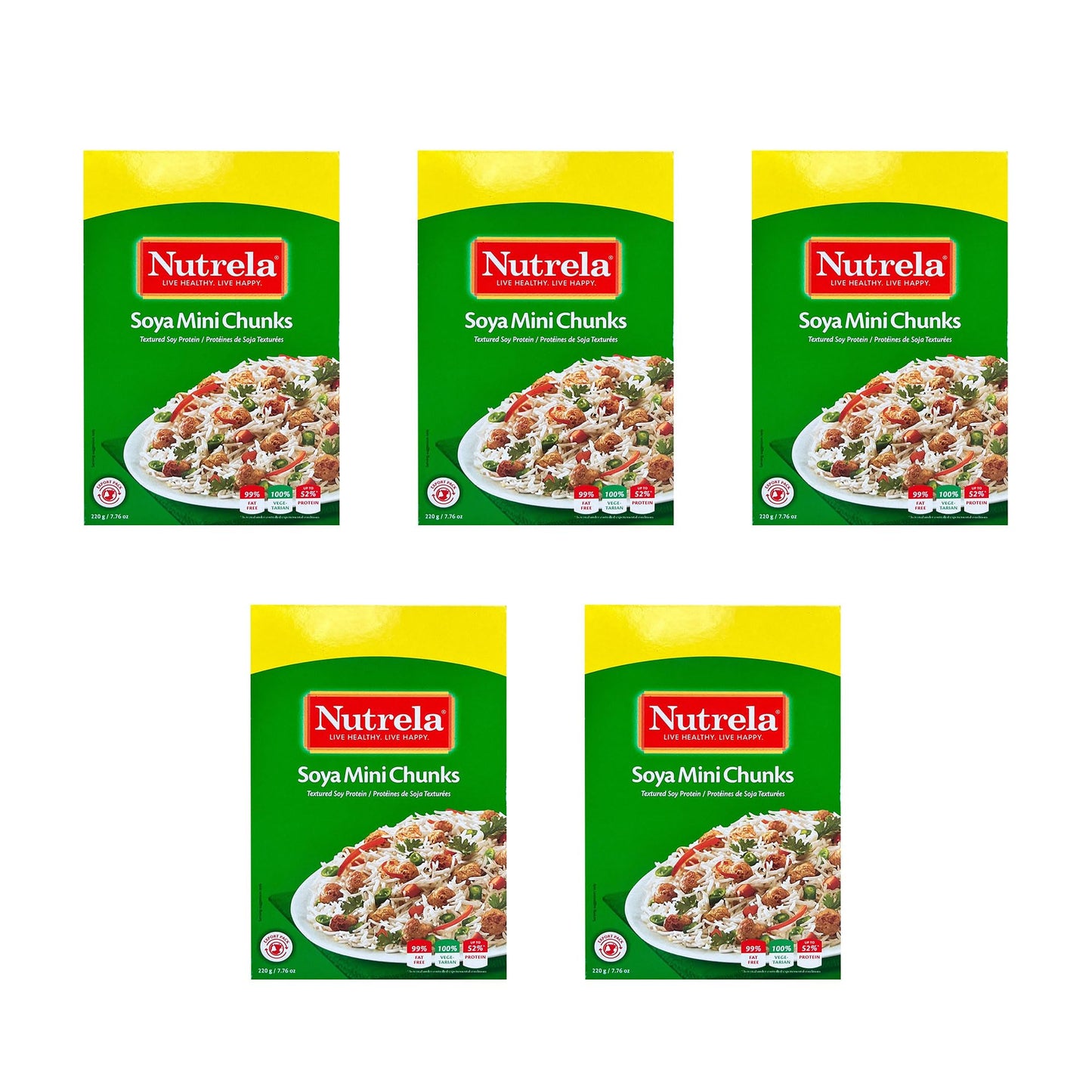 Nutrela Soya Mini Chunks (Pack of 5 x 220g each)