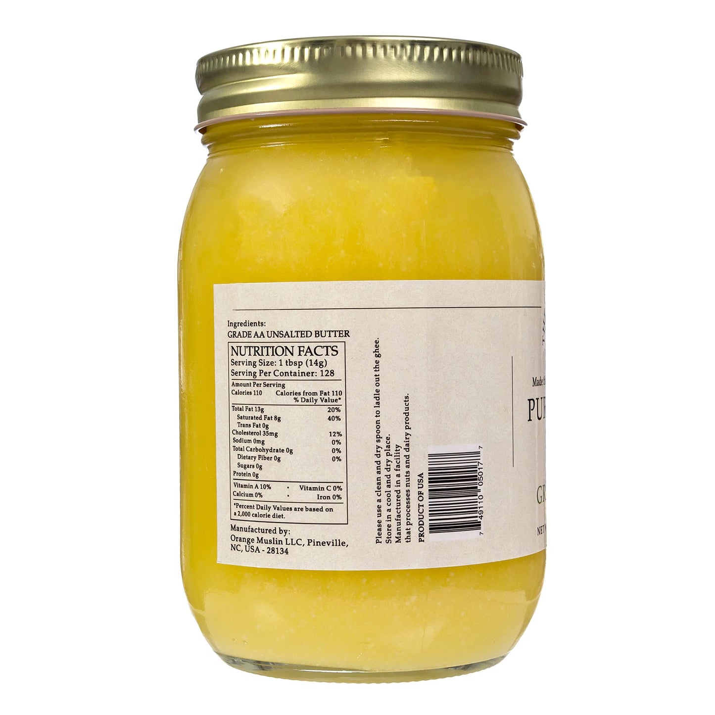 The Ghee Co., Grass Fed Ghee , 16 Fl oz , Made with Grade AA butter, Lactose and Casein free, Paleo and Keto friendly, glass jar