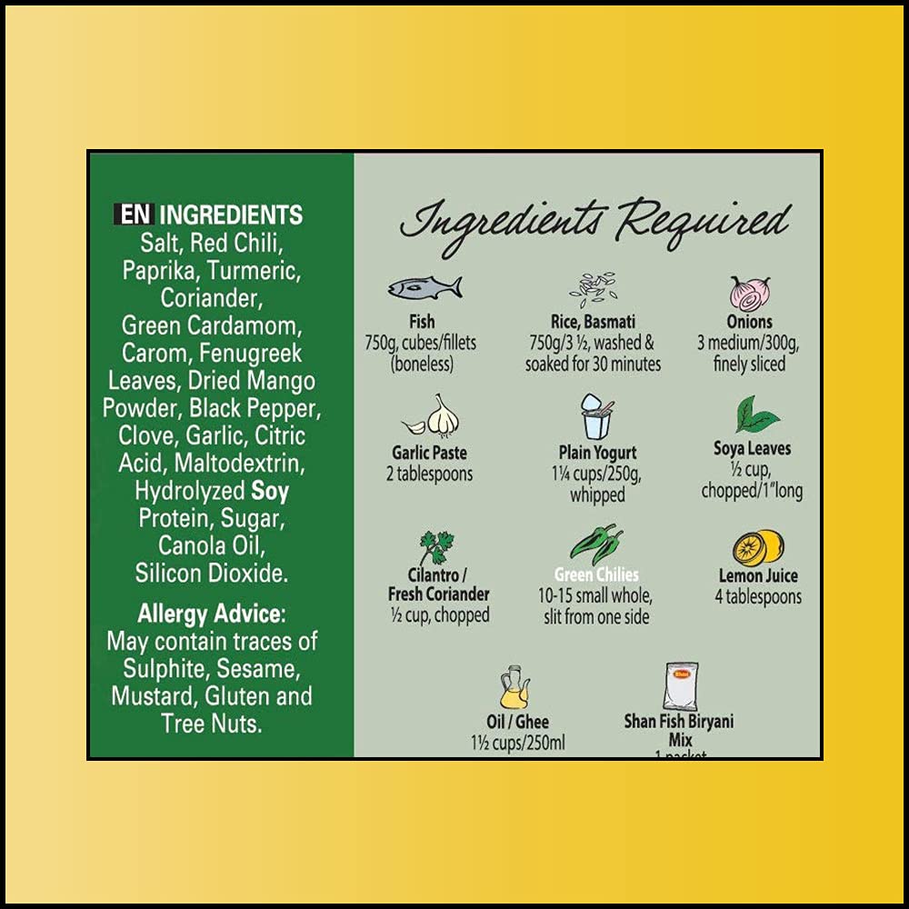 Shan Seasoning Mix -fish Biryani 50 gms - Shan Masala