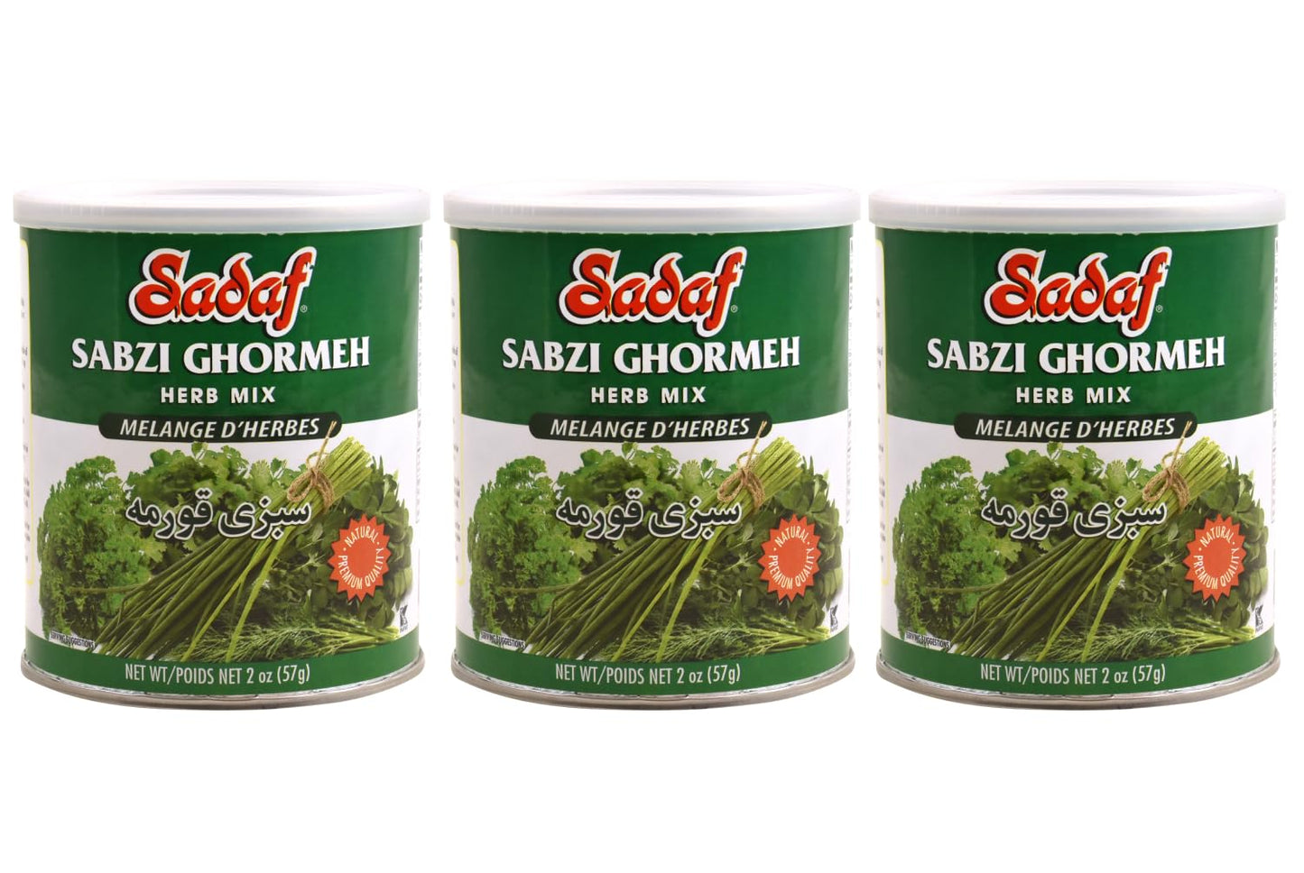Sadaf Ghormeh-Sabzi Herb Mixture 3x 2 oz - Persian groceries, packed in the USA - Kosher - 2 Ounce Can (Pack of 3)