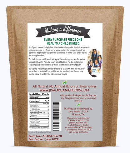 Jiva Organic Bay Leaves Whole 8 Ounce Bulk Bag