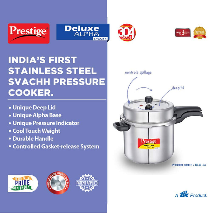 Prestige Deluxe Alpha St. Steel Pressure Cooker 10.0 Litres