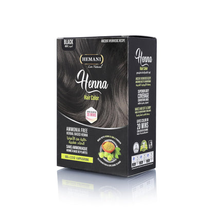 HEMANI Hair Henna Color 2.12 OZ (60g) 6 Applications, Colors in 20 Minutes - Ammonia Free - Herbal Based Henna (Black)