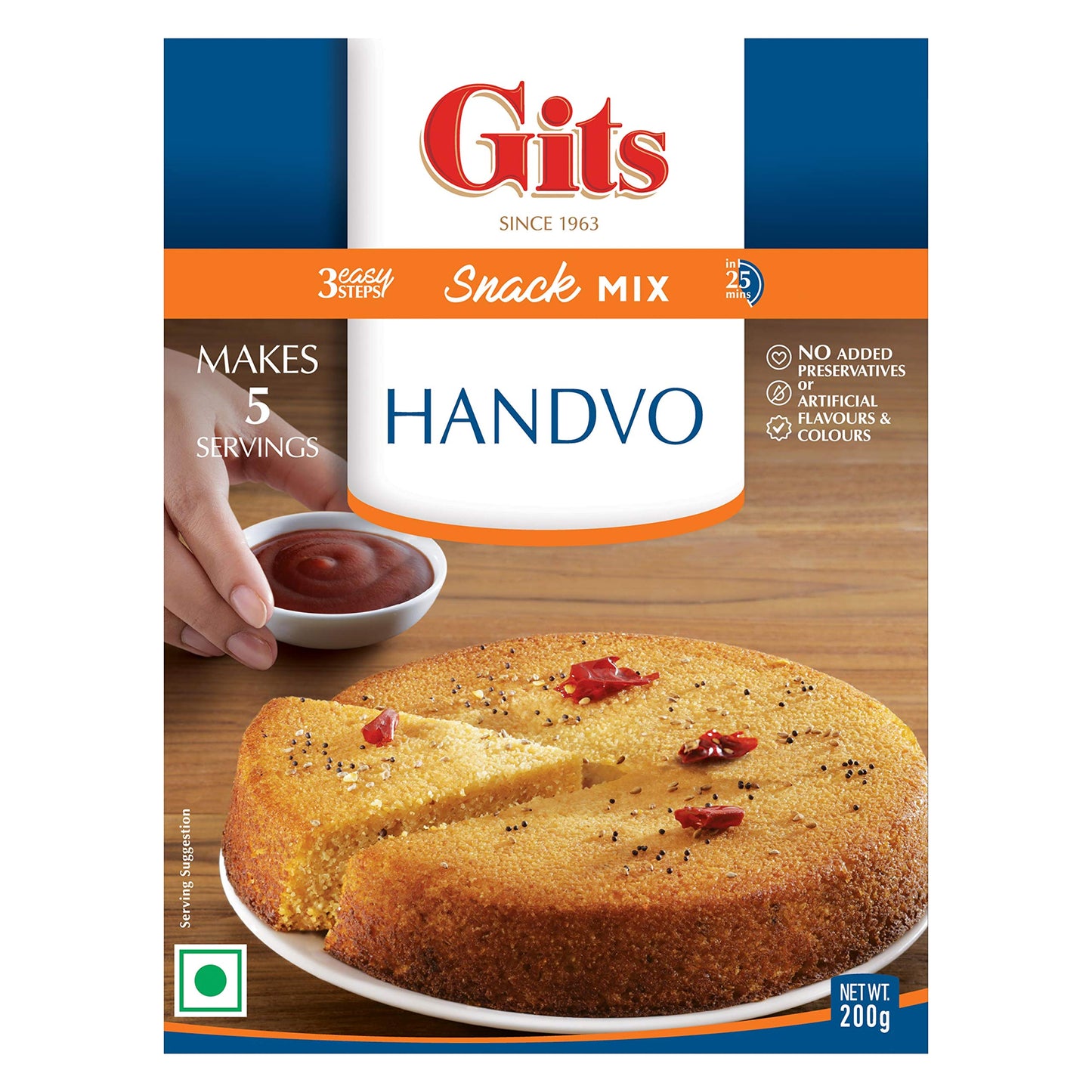 Gits Instant Handvo Snack Mix, 800g (Pack of 4 X 200g Each)
