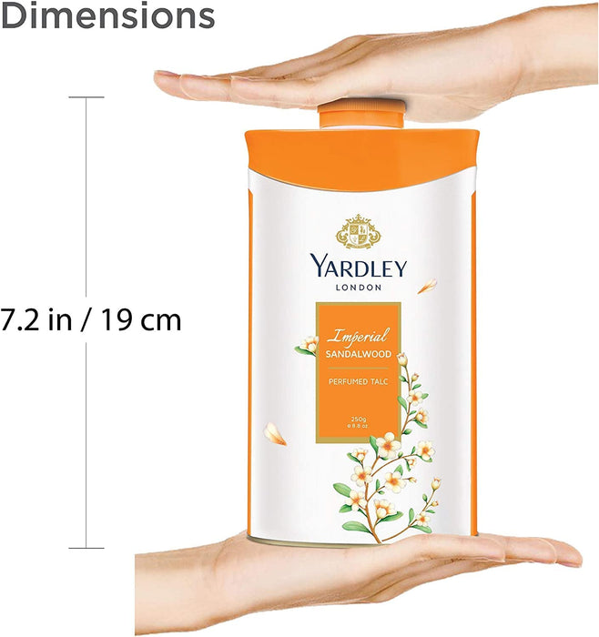 Yardley London Fresh Floral Fragrance Locked in a Fine & Silky Perfumed Talcum Powder (Yardley London Imperial Sandalwood, Pack of 3 250Gram)