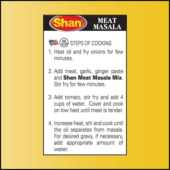 Shan - Meat Masala Seasoning Mix (100g) - Spice Packets for Medium Meat Curry