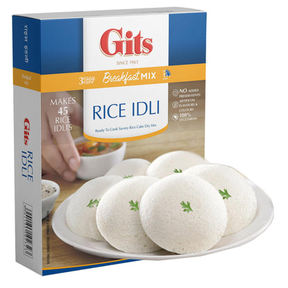 Gits Rice Idli (Super healthy light Rice cakes) 17.5 Oz X 5 Packs | Indian Vegetarian Breakfast - Ready in 20 mins