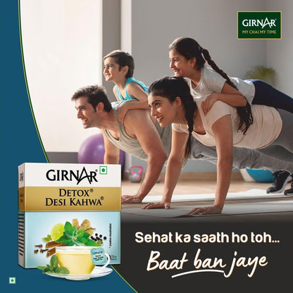 Girnar Green Tea Desi Kahwa (Detox Tea) - 36 Tea Bags X 2 Packs
