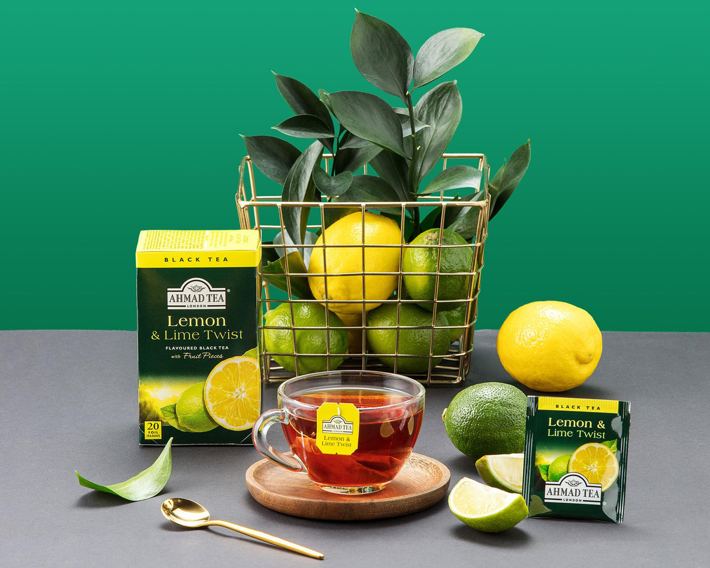 Ahmad Tea Lemon & Lime Twist Black Tea, 20-Count Boxes (Pack of 6)