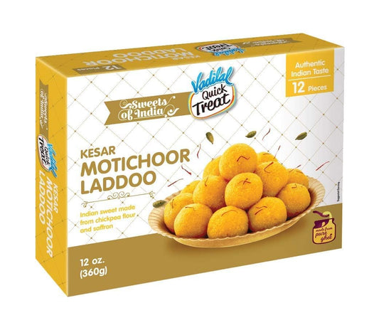 Vadilal Kesar Motichoor Laddoo 360 Grams (12pcs) Authentic Indian Sweets Made With chickpea Flour & Saffron