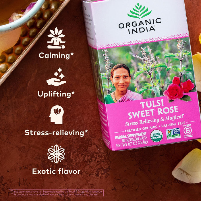 Organic India Tulsi Sweet Rose 18 infusion bags