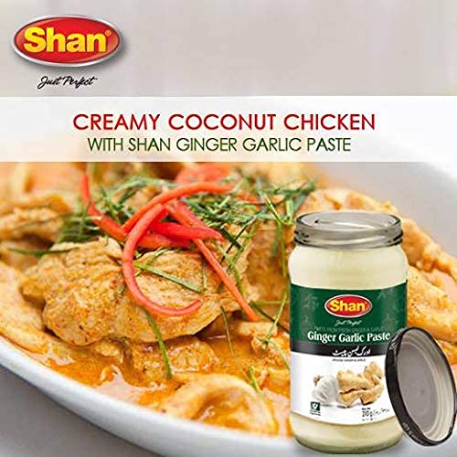 Shan Ginger Garlic Paste 24.69 oz (700g) - Traditional Taste Enhancing Cooking Paste from Fresh Ground Ginger and Garlic - Suitable for Vegetarians - Airtight Glass Jar