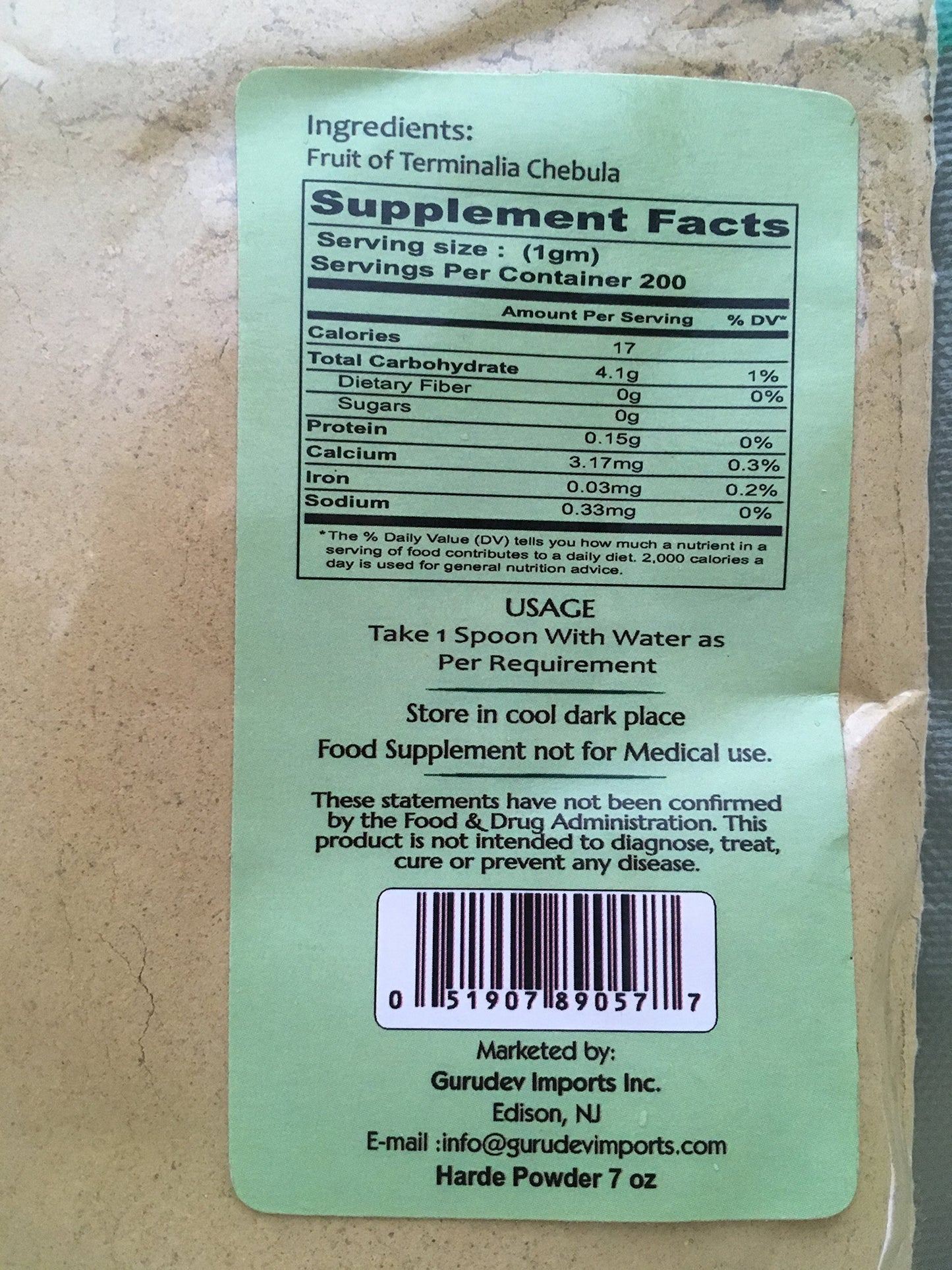 Vedic Secrets Powder - Harde (Fruit of Terminalia Chebula) - Food / Masala / Dal