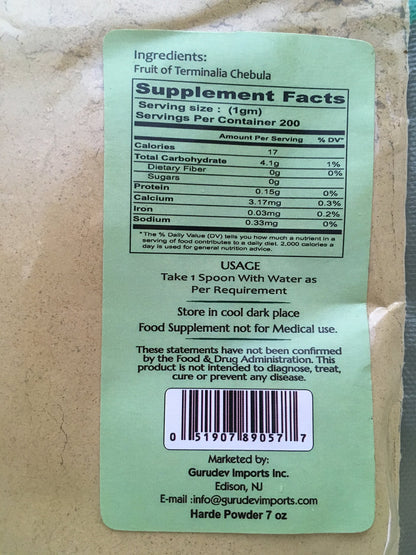 Vedic Secrets Powder - Harde (Fruit of Terminalia Chebula) - Food / Masala / Dal
