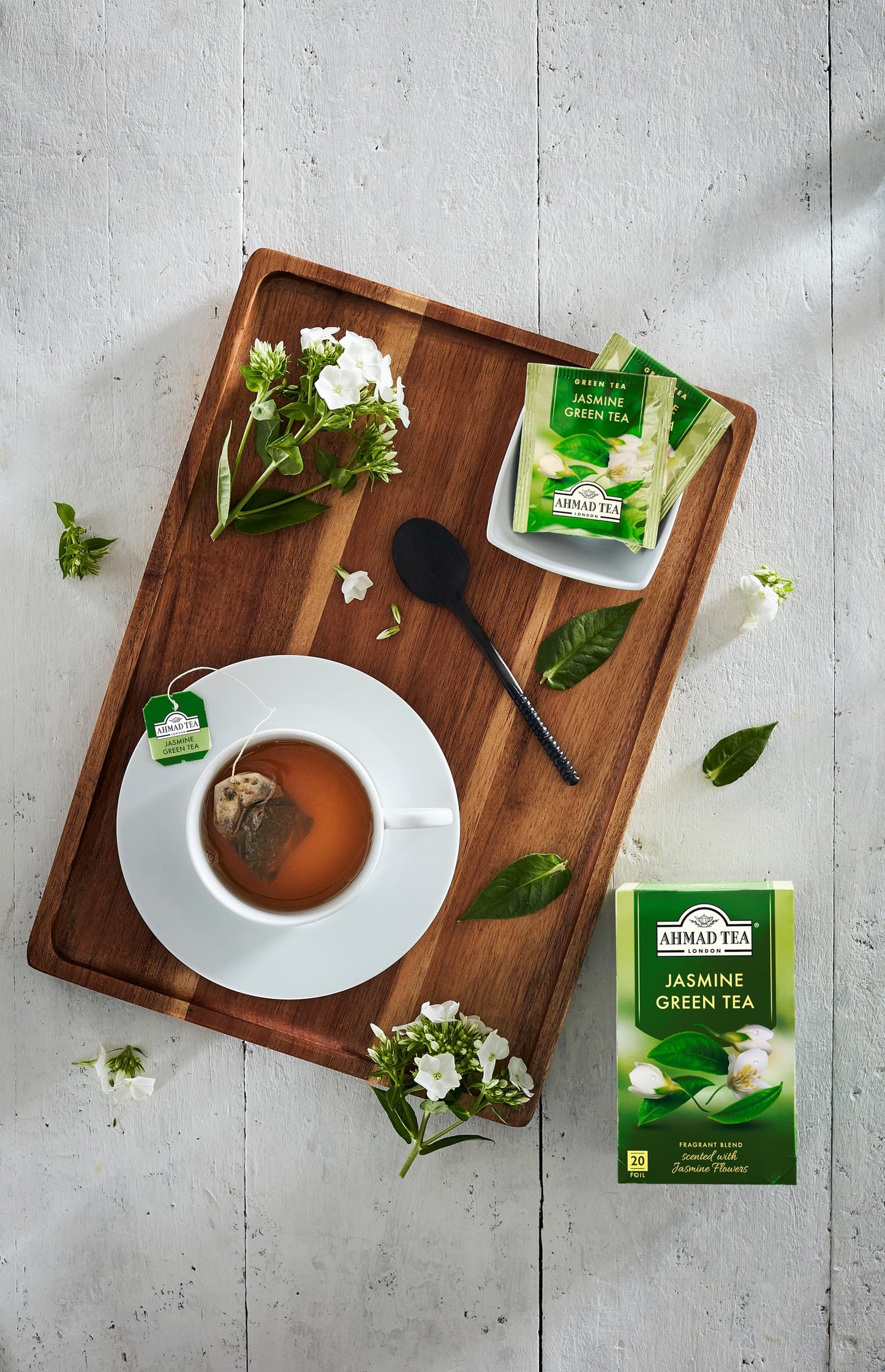 Ahmad Tea Green Tea, Jasmine Romance Teabags, 20 ct (Pack of 6) - Caffeinated & Sugar-Free