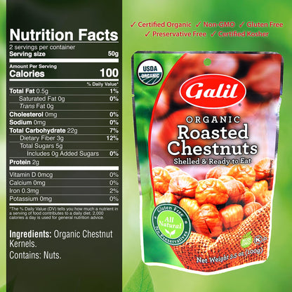 Galil Roasted Chestnuts Organic Shelled 100 gms