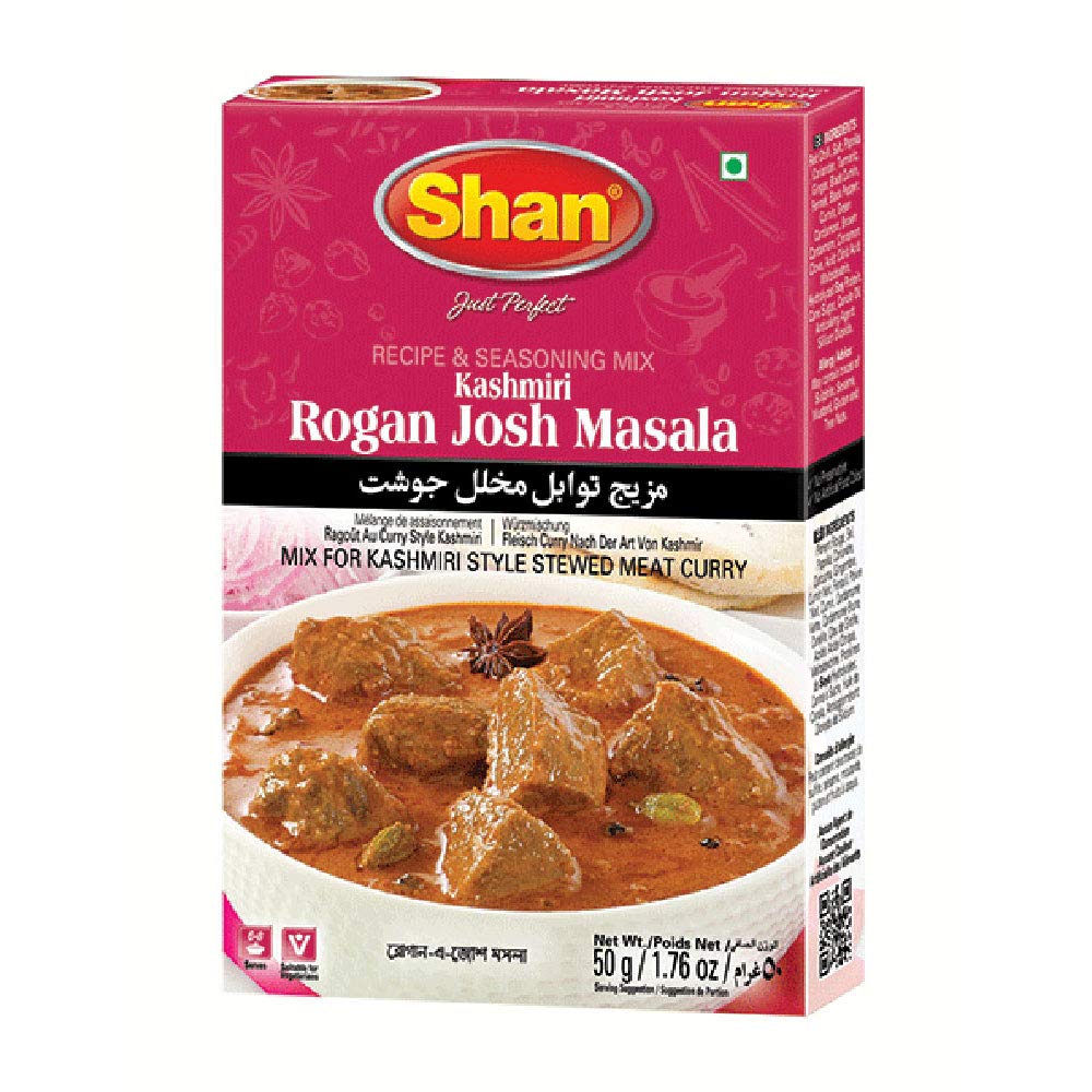 Shan Kashmiri Rogan Josh Recipe and Seasoning Mix 1.76 oz (50g) - Spice Powder for Kashmiri Style Stewed Meat Curry  (1.76 Ounce (Pack of 1))