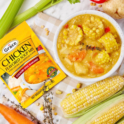 Grace Country Style Seasoned Chicken Flavored Soup Mix (3 Pack, Total of 180g)