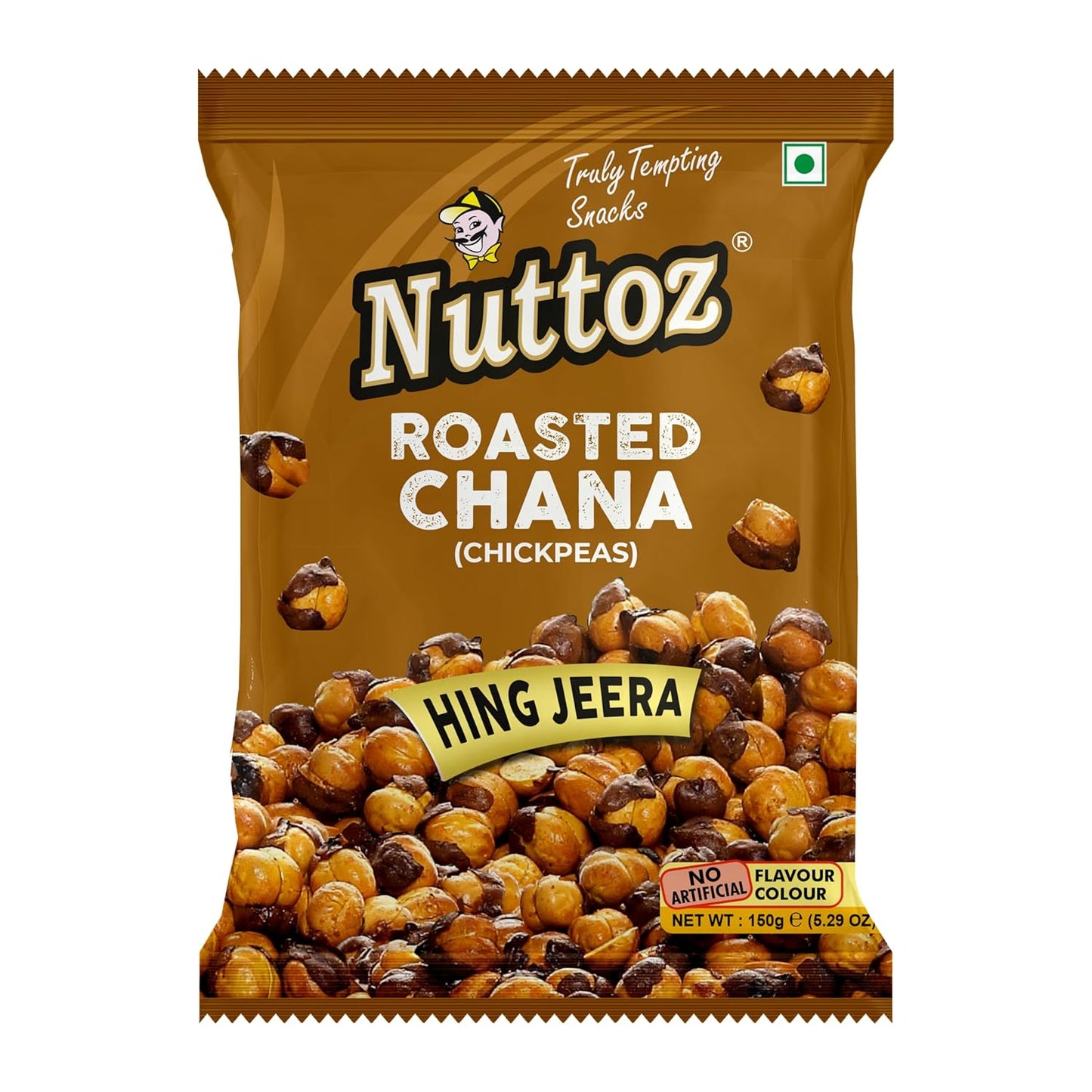 Nuttoz Roasted Chana, 150g Pack of 2, Hing Jeera, Nimbu Pudina, Black Pepper, Masala Flavors (Masala Roasted Chana)