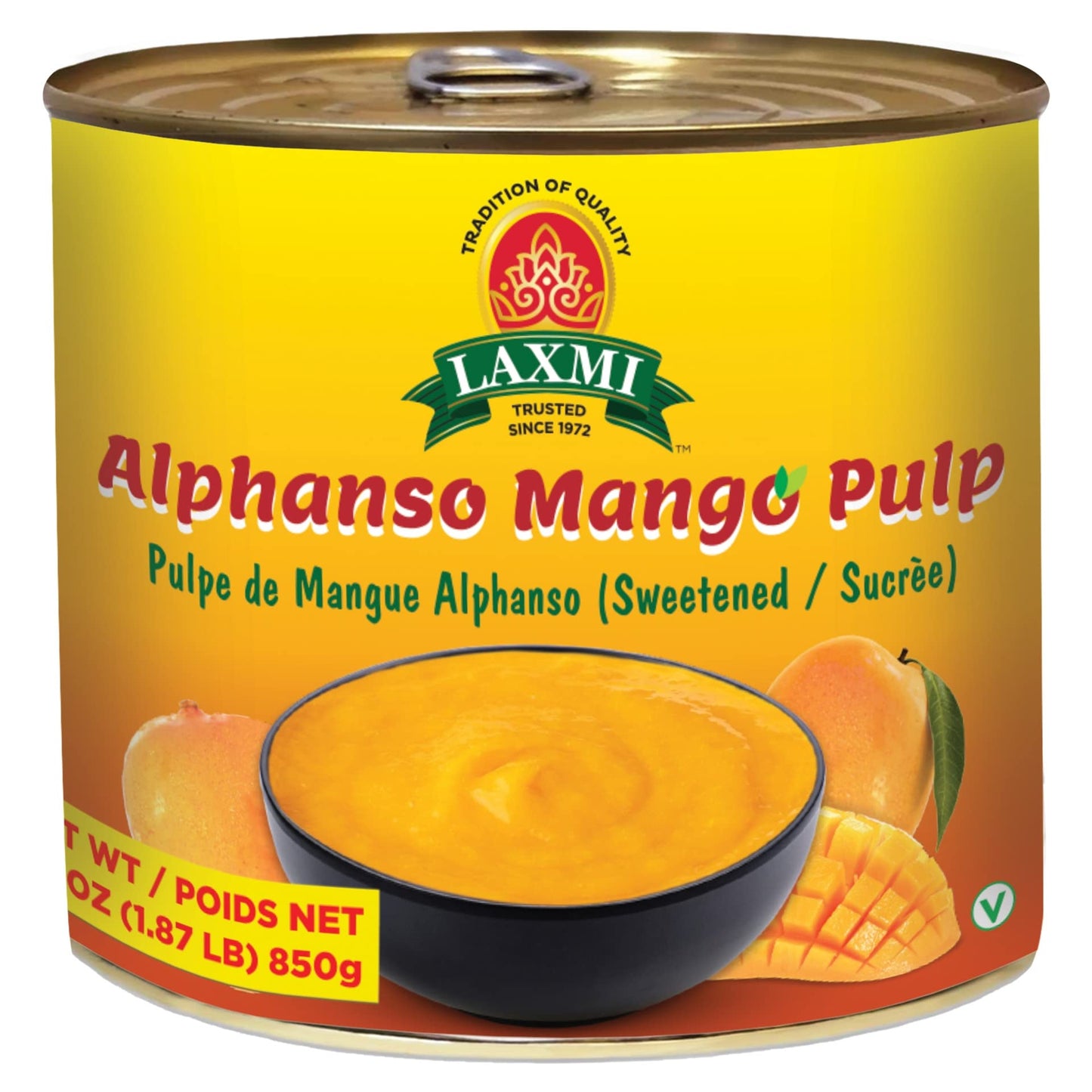 LAXMI Alphonso Mango Pulp 850 Gm (Nongmo)