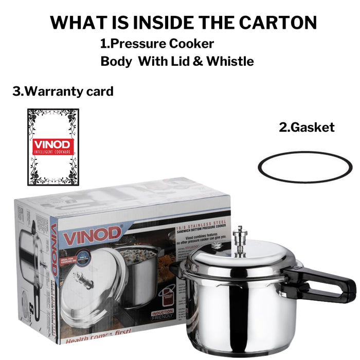 Vinod St. Steel Pressure Cooker 10 Litres