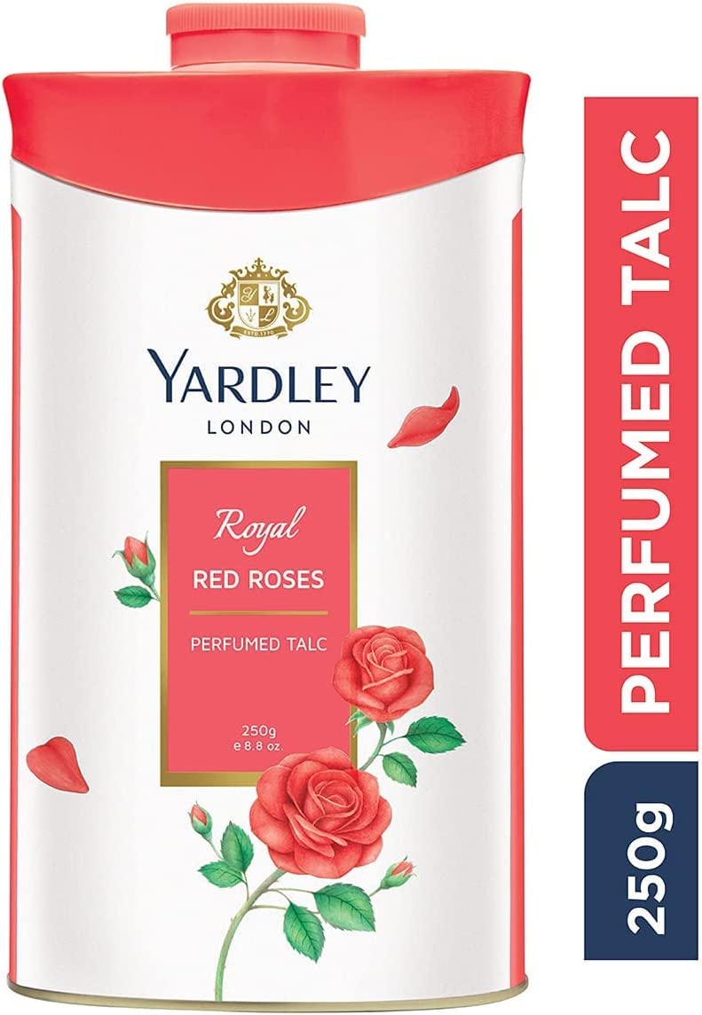 Yardley London Fresh Floral Fragrance Locked in a Fine & Silky Perfumed Talcum Powder (Yardley London Royal Red Rose, Pack of 2 250Gram) - Skin Care