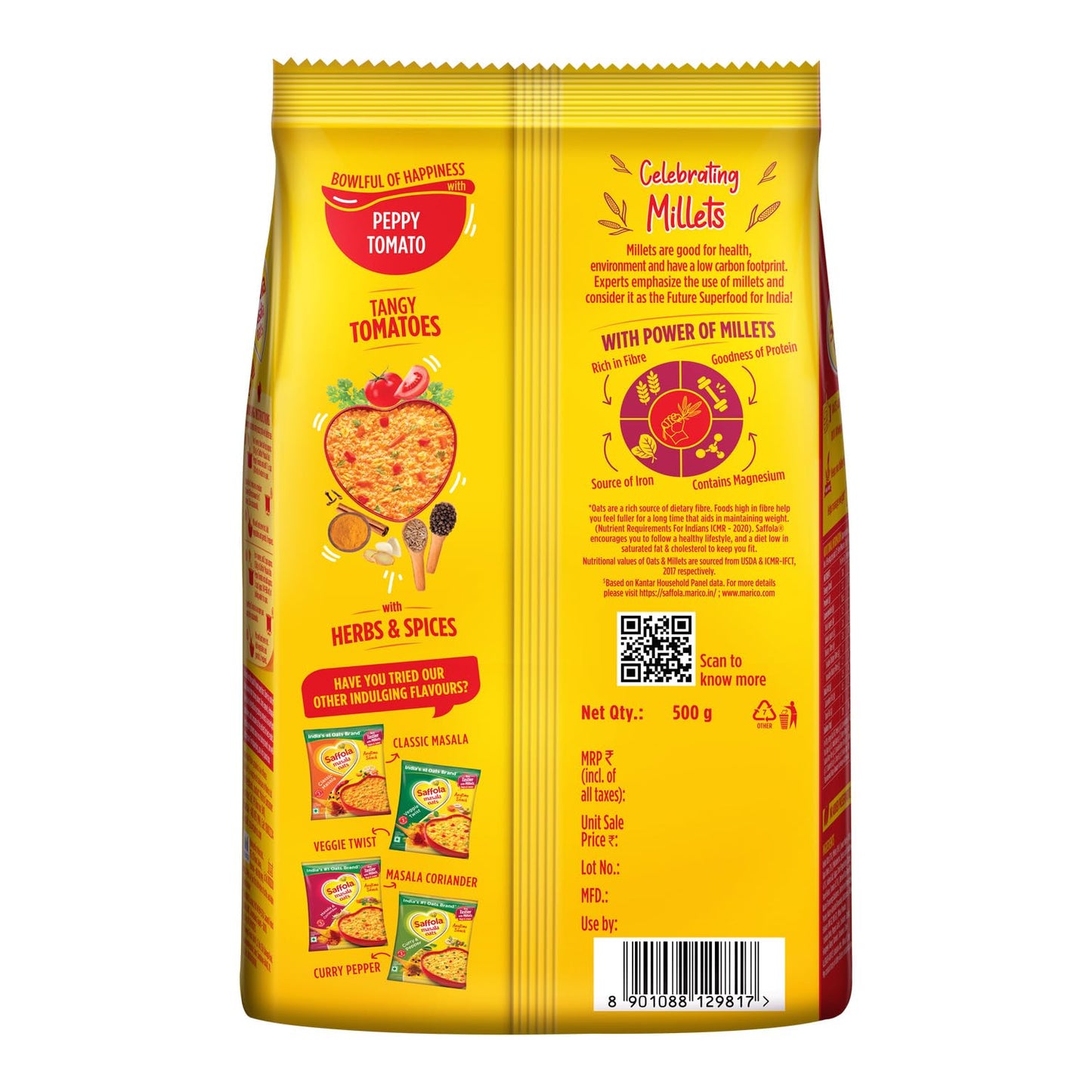 Saffola Masala oats- Peppy Tomato 500 gms - Indian Snack