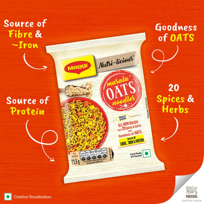 Nestle Maggi Nutri-Licious Oats Masala Noodles, 75 Grams Pack, - Vegetarian, India