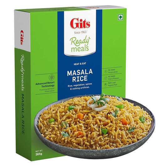 Gits Ready to Eat Masala Rice, Pure Veg Heat and Eat Rice Dish,Microwaveable, 265g