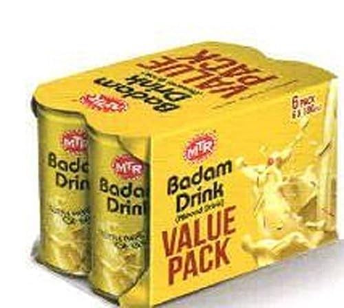 MTR Badam (Almond) Drink with Real Bits of Almond and Saffron - 180ml (Pack of 6)