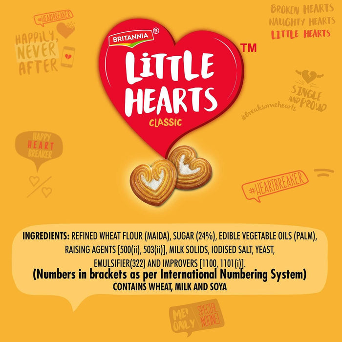 Britannia Little Hearts Biscuits 2.6oz (75g) - Biscuit de Patits Coeurs - Soft and Delicious Biscuits - Kids Favorite Cookies - Suitable for Vegetarians (Pack of 1)