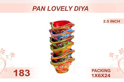 Pan Lovely Diya 6pc 2.5inch #183 - Diwali Clay Diya