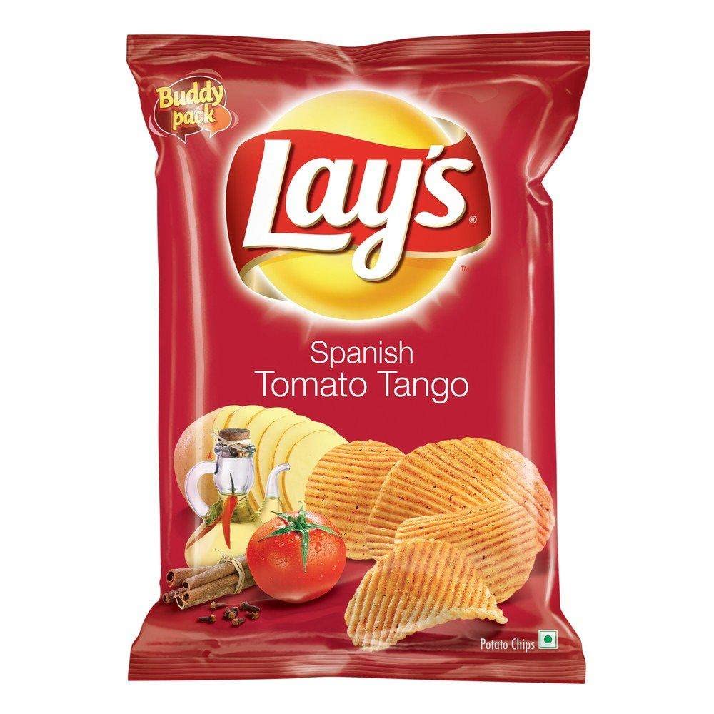 Lay's Spanish Potato Chips, Tomato Tango Flavour Crunchy Indian Chips for Snacks, 50g, Pack of 3
