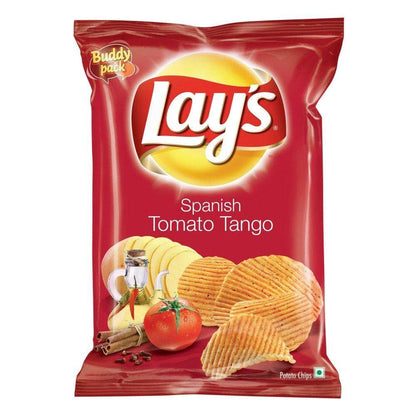 Lay's Spanish Potato Chips, Tomato Tango Flavour Crunchy Indian Chips for Snacks, 50g, Pack of 3