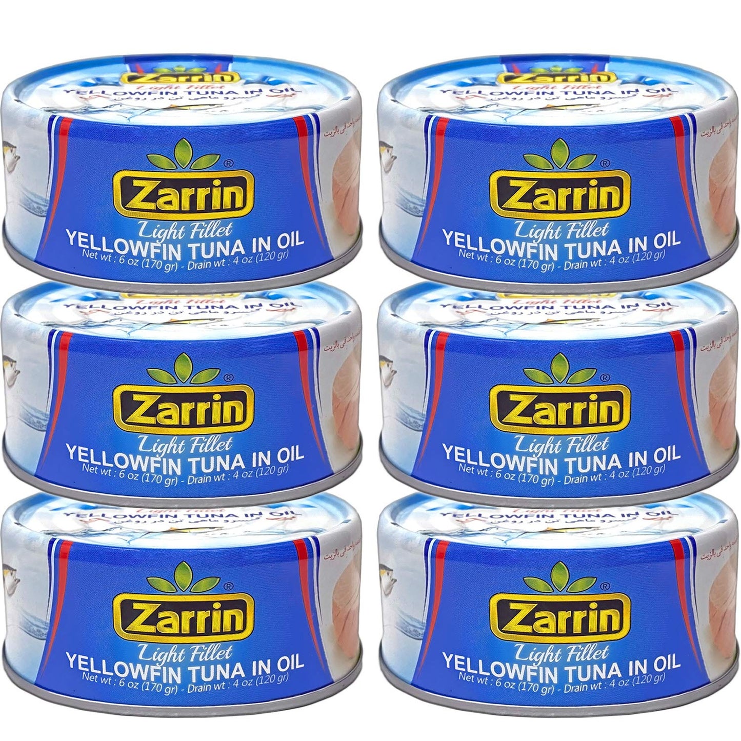 Zarrin - Yellowfin Tuna in Oil, Prime Light Fillet, 6 oz Can (Pack of 6)