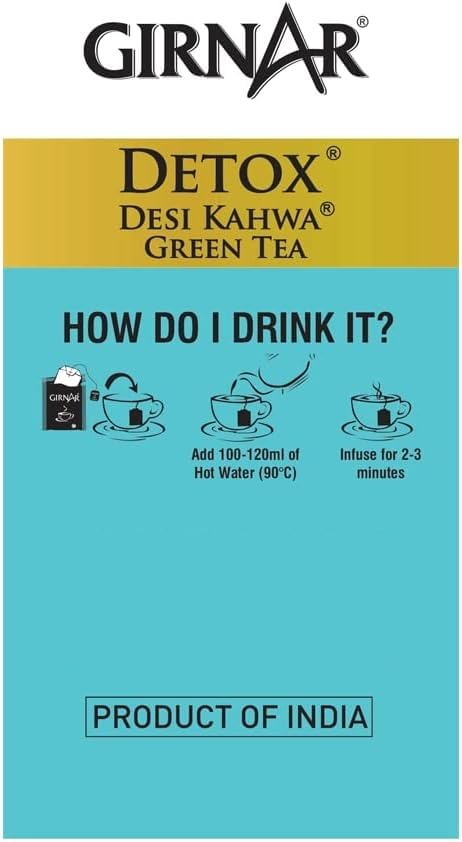 Girnar Green Tea Desi Kahwa (Detox Tea) - 36 Tea Bags X 2 Packs