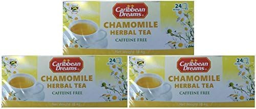 Caribbean Dreams Chamomile Herbal Tea Caffeine Free, 24 Tea Bags (3 Pack)
