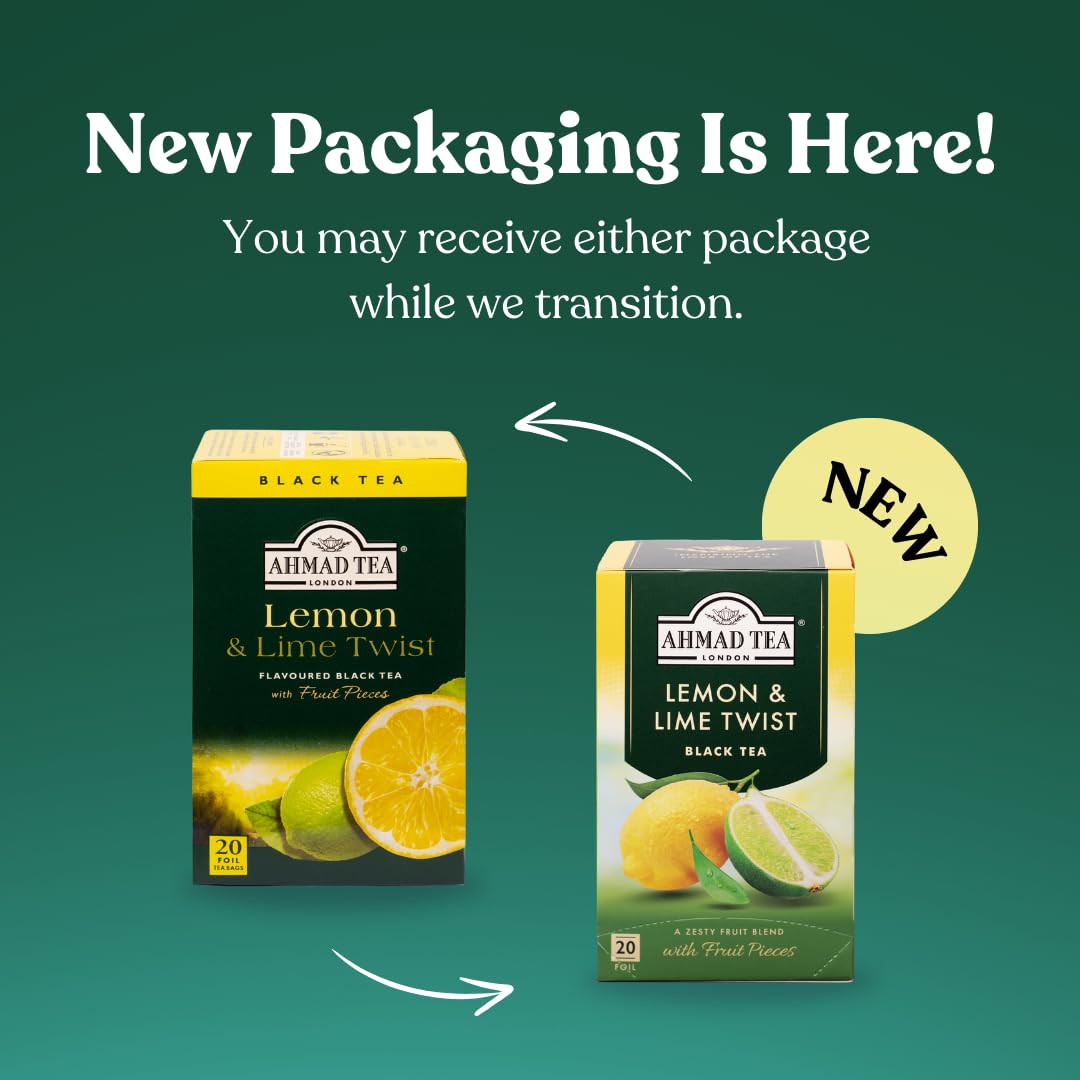 Ahmad Tea Lemon & Lime Twist Black Tea, 20-Count Boxes (Pack of 6)