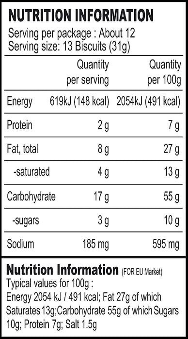 BRITANNIA Crackers 50 50 Maska Chaska Biscuit 13.12oz (372g) - Dipped in Butter and Peppered - Delicious, Light & Crispy Cookies - Suitable for Vegetarian (Pack of 2)