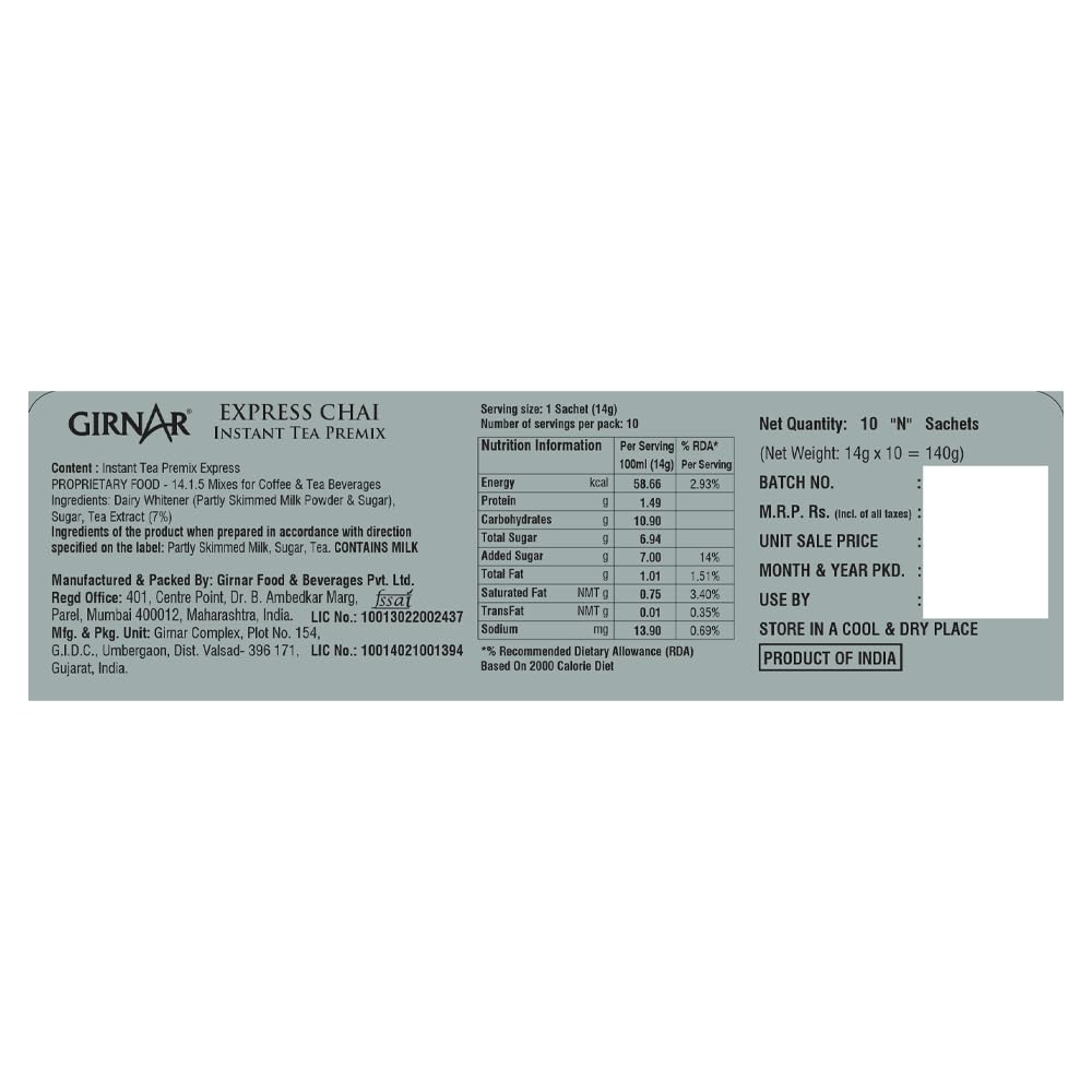 Girnar Instant Tea Premix Express, 10 Sachets