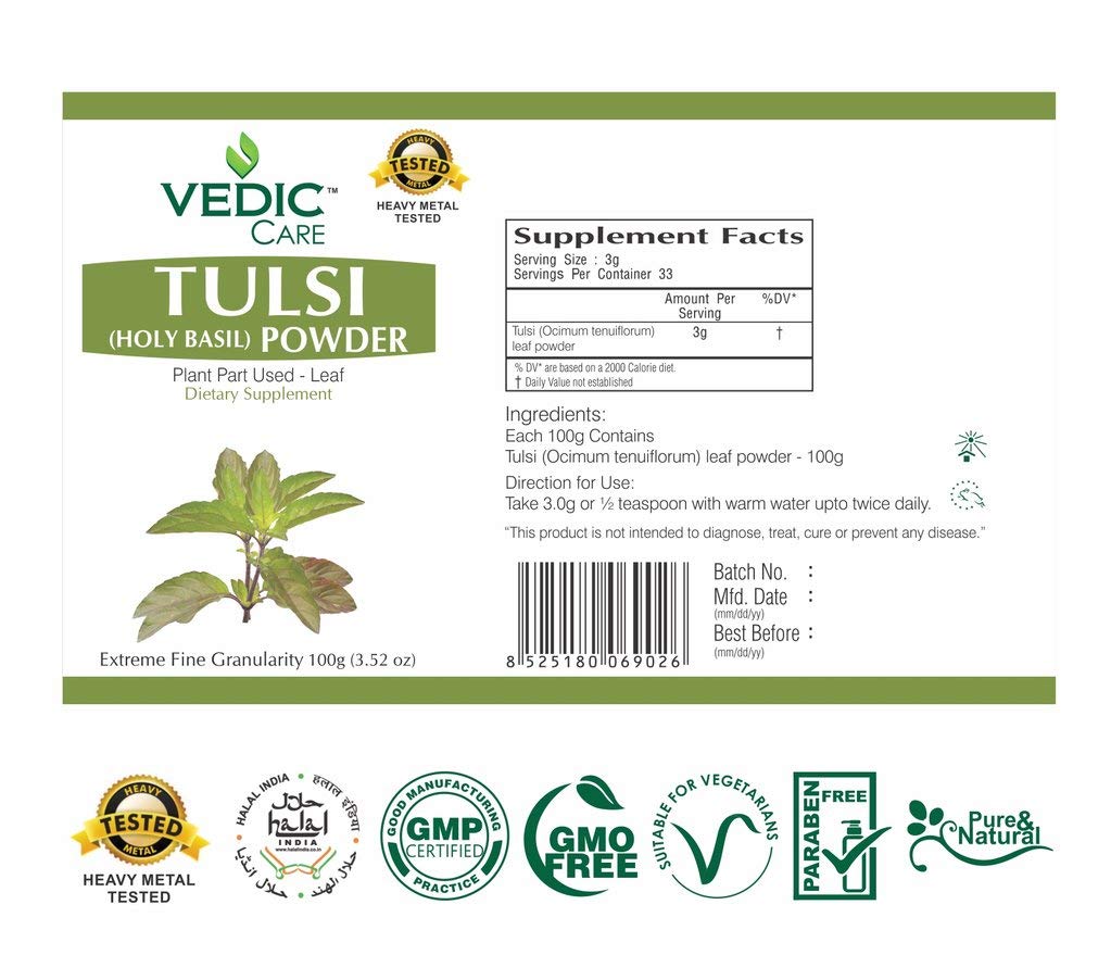 Vedic Care Tulsi Powder 100gm - Ayurveda & Vitamins