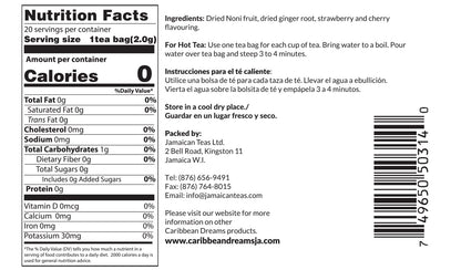 Caribbean Dreams Noni Ginger Tea, 20 Tea Bags,