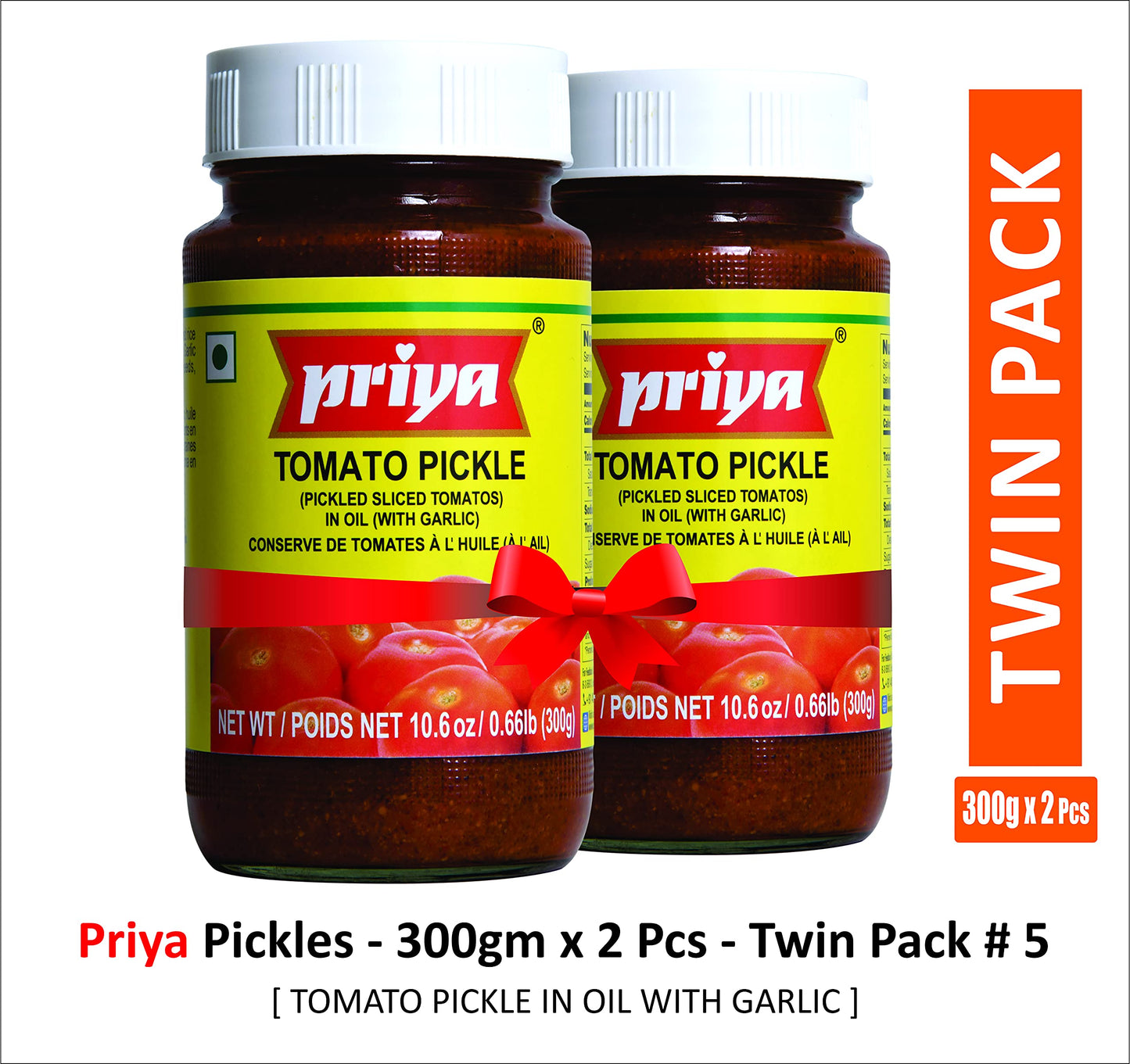 Priya Pickle Twin Pack -Tomato w/ Garlic (2 x 300 gm)