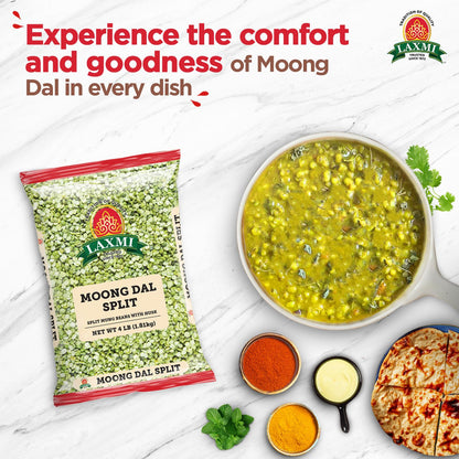 Laxmi Brand Moong Dal (Split Green Mung Beans) - 4 Pound Bag