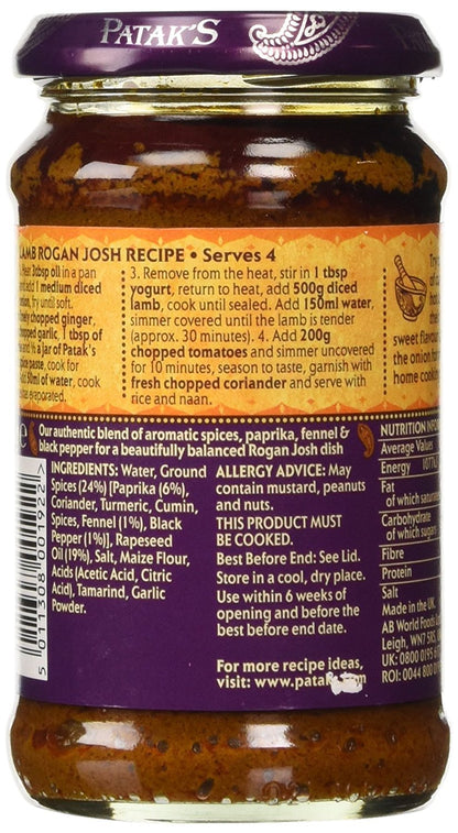 Pataks - Rogan Josh Spice Paste - 283g (Case of 6)