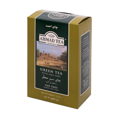 Ahmad Tea Green Tea, Green Tea with Earl Grey Loose Leaf, 500g - Caffeinated & Sugar-Free