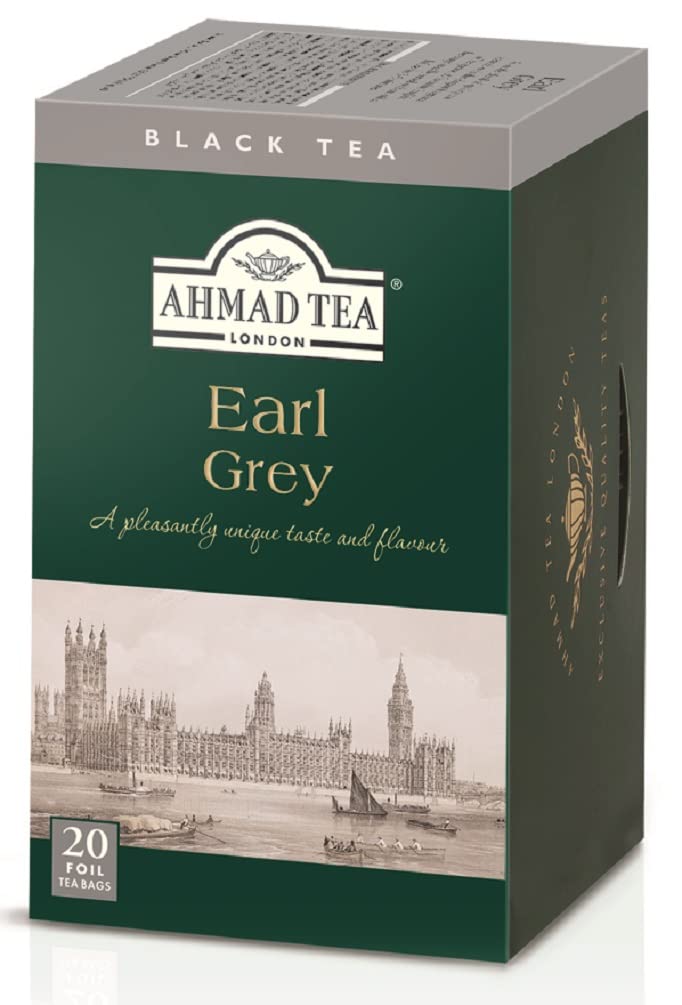 Ahmad Tea Black Tea, Earl Grey Teabags, 20 ct (Pack of 6) - Caffeinated and Sugar-Free