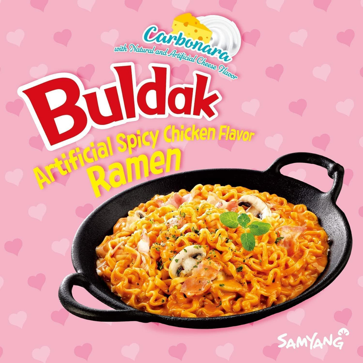 Samyang Buldak Spicy Ramen, Carbonara Hot Chicken Ramen, Korean Stir-Fried Instant Noodle, 5 Pack