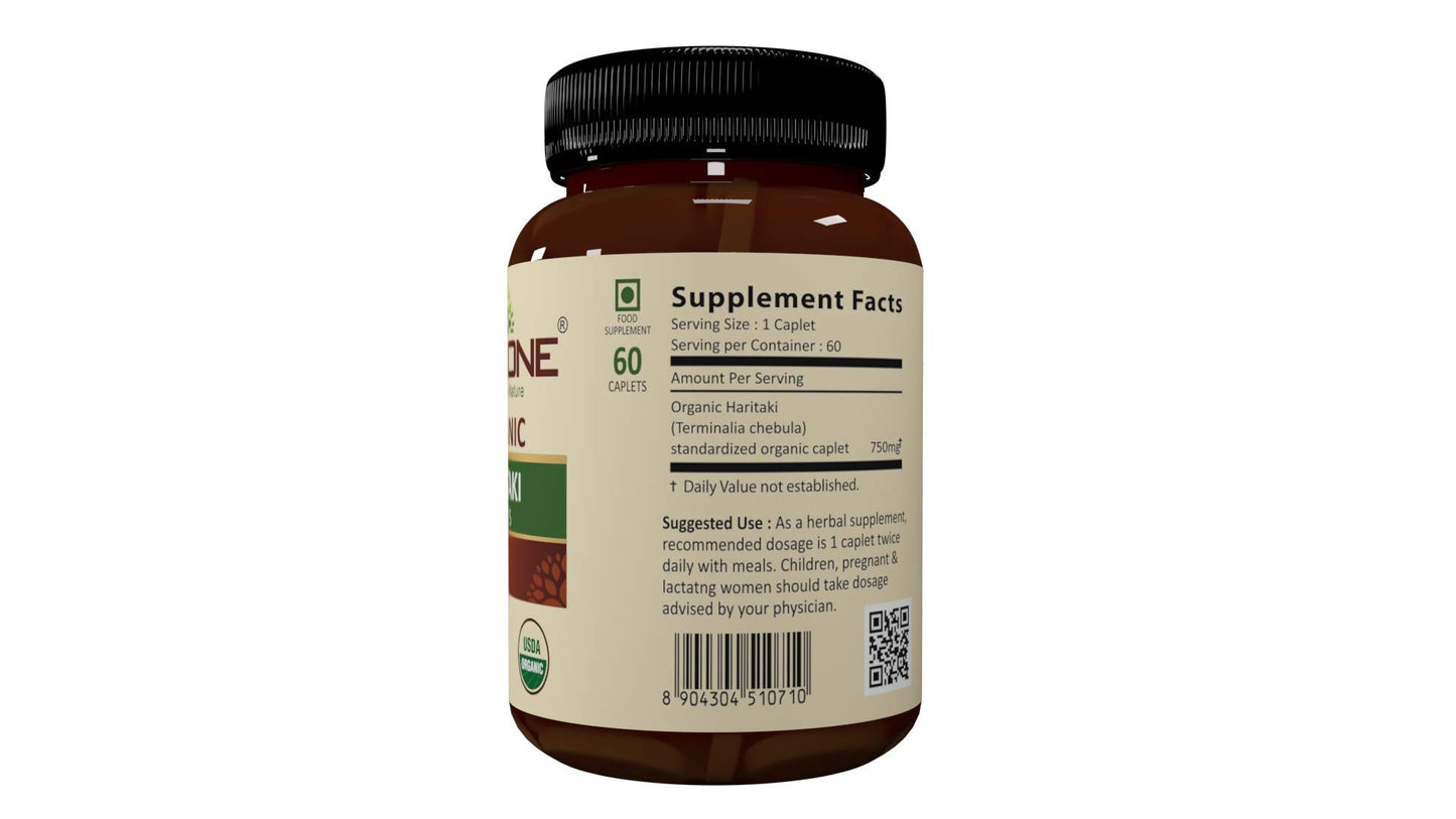 Vedaone USDA Organic Haritaki(Harde) 750mg 60 Caplets