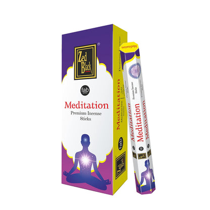 ZED Black Meditation Incense Sticks - 20 Incense Sticks per Box -& 6 Boxes Inside (Total 120 Sticks) Premium Quality Incense Sticks for Relaxation, Yoga, Meditation